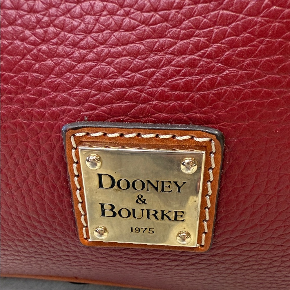 RARE Y2K Vintage Dooney & Bourke Red and Tan Pebbled Leather Hobo. EUC - Picture 2 of 16
